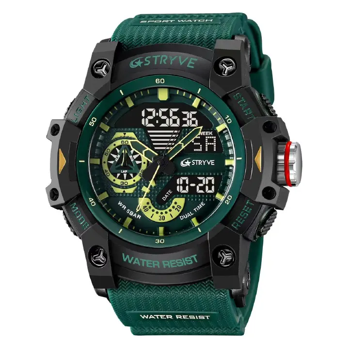 STRYVE S8029  Men's Fashion Element Waterproof Sports Watch Dual Display Luminous Electronic Multi-Functional Student