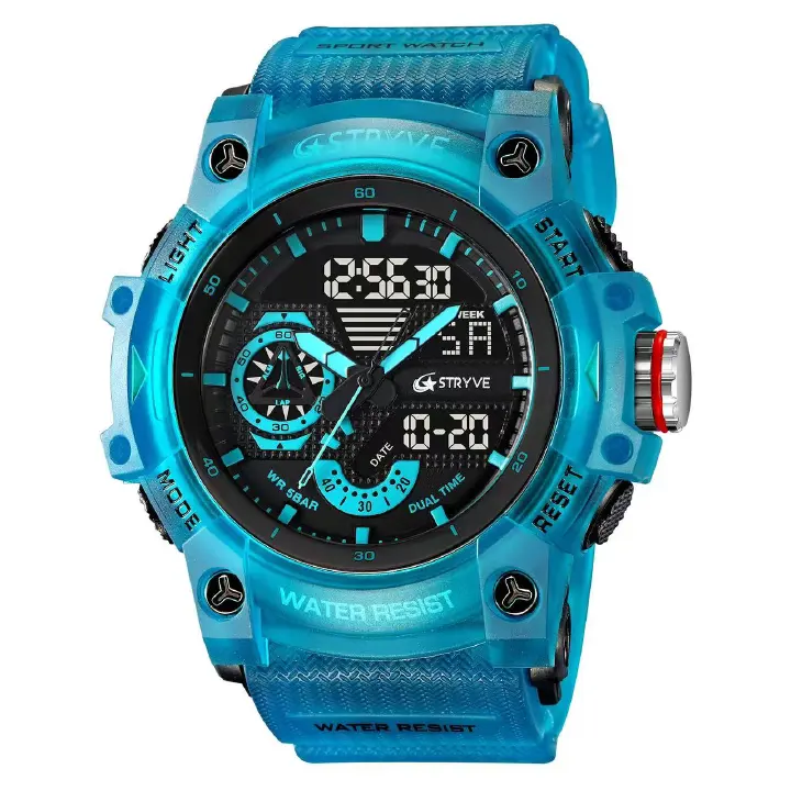 STRYVE S8029  Men's Fashion Element Waterproof Sports Watch Dual Display Luminous Electronic Multi-Functional Student