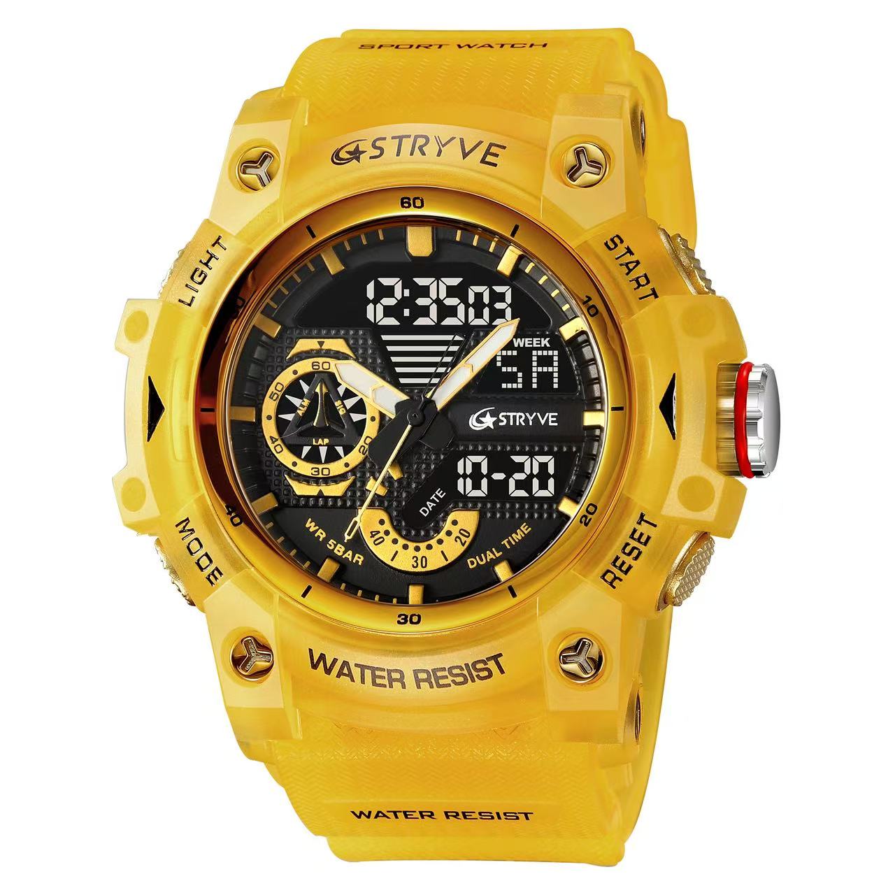 STRYVE S8029  Men's Fashion Element Waterproof Sports Watch Dual Display Luminous Electronic Multi-Functional Student
