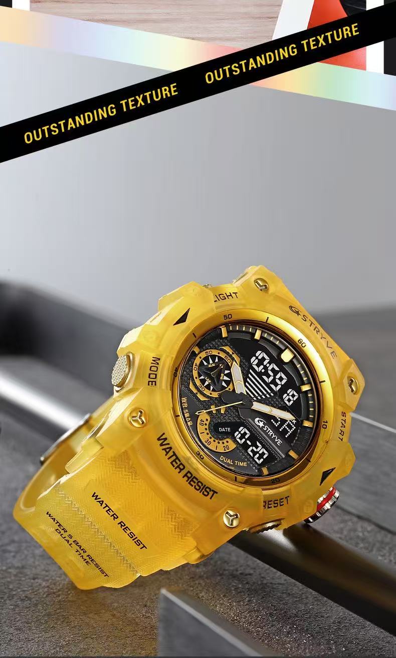 STRYVE S8029  Men's Fashion Element Waterproof Sports Watch Dual Display Luminous Electronic Multi-Functional Student