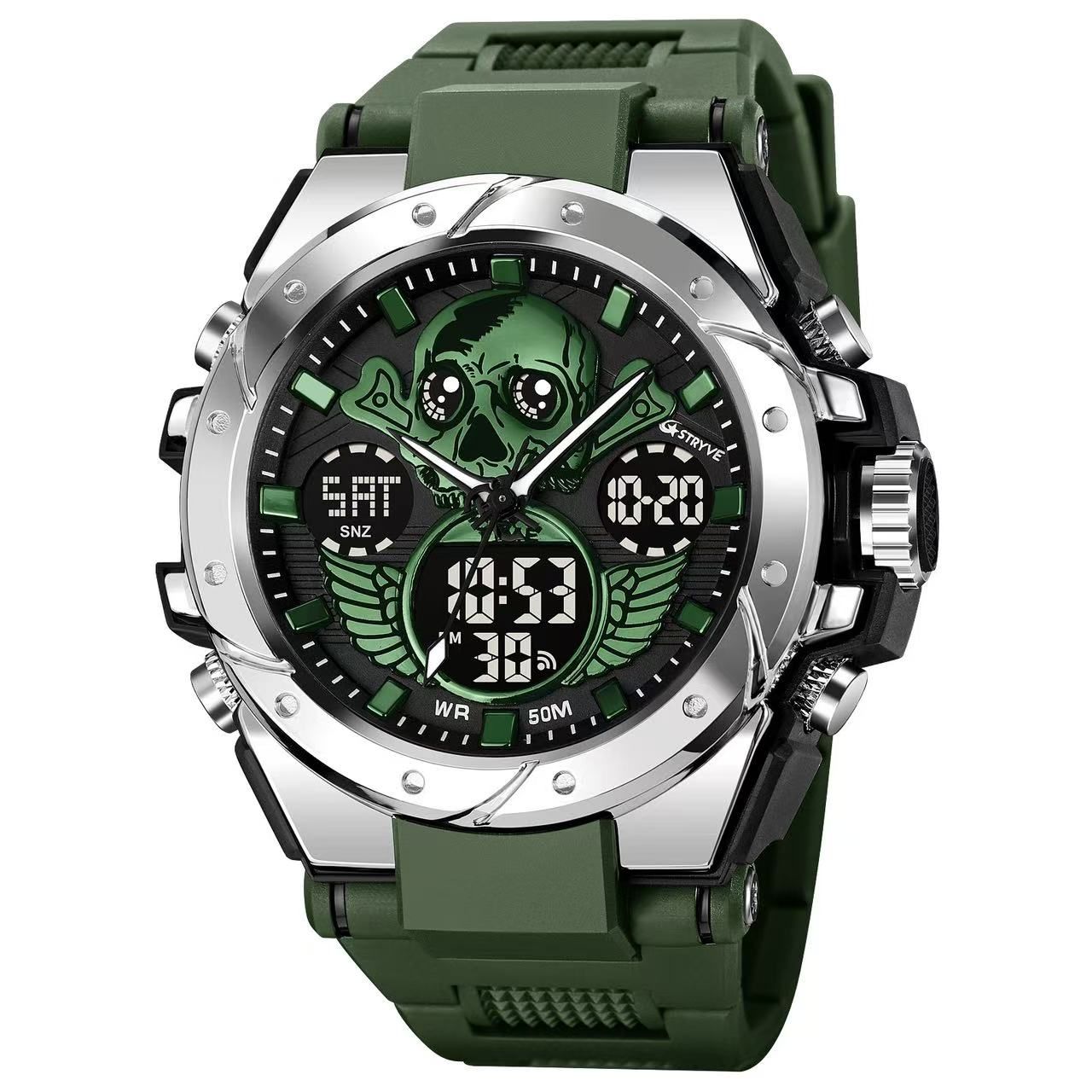 STRYVE  S8008 E - Commerce Men's Sports Watch Skull Luminous Electronic Waterproof Watch Multi - Functional Watch