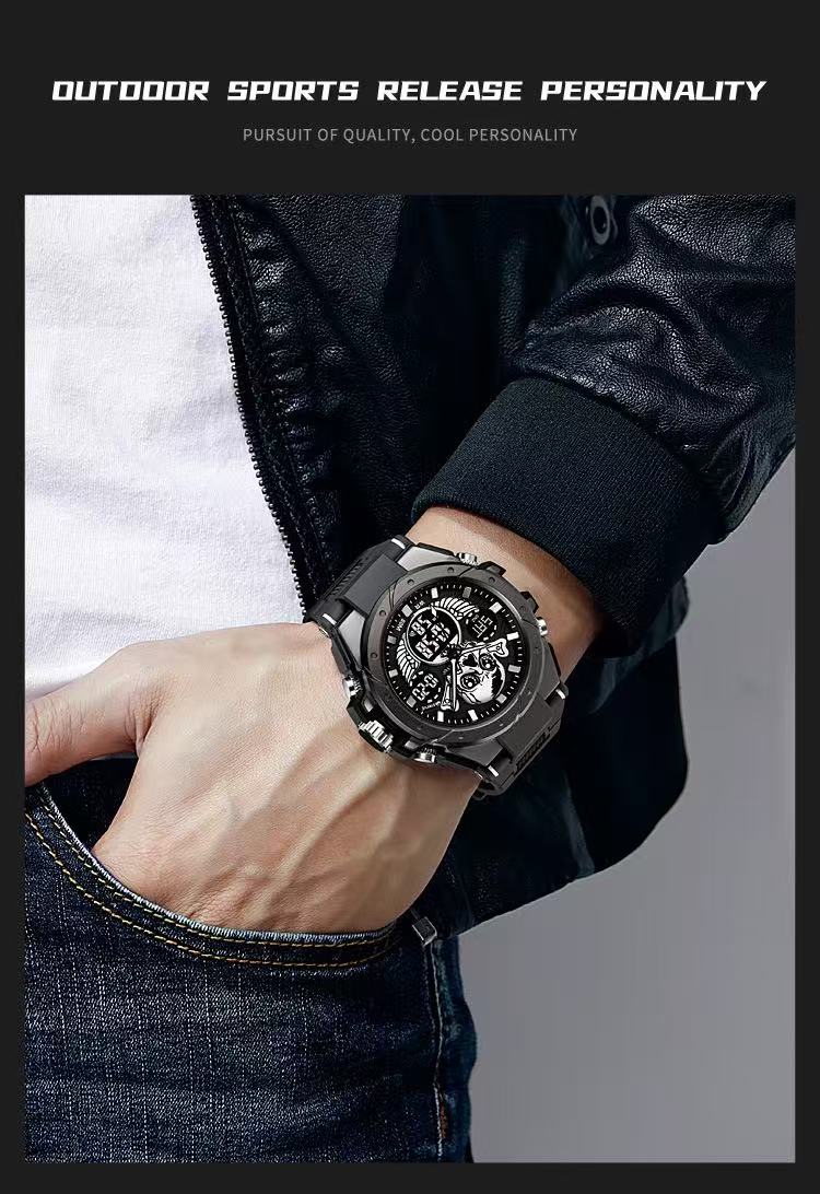 STRYVE  S8008 E - Commerce Men's Sports Watch Skull Luminous Electronic Waterproof Watch Multi - Functional Watch