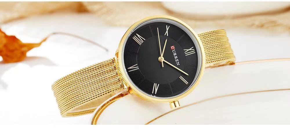 CURREN/KAREIN 9020 Women's Water-Resistant Quartz Watch With Small Dial, Exquisite Mesh Strap, Fashionable Wristwatch