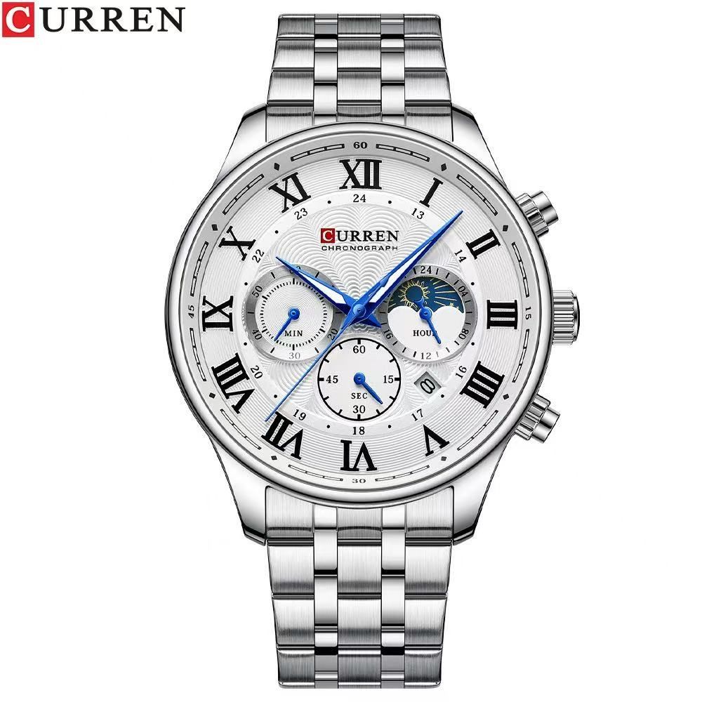 CURREN/KAREIN 8427 Men's Six-Hand Large Dial Quartz Watch, Multi-Functional Calendar Water-Resistant Wristwatch For Men