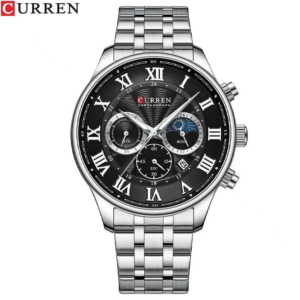 CURREN/KAREIN 8427 Men's Six-Hand Large Dial Quartz Watch, Multi-Functional Calendar Water-Resistant Wristwatch For Men