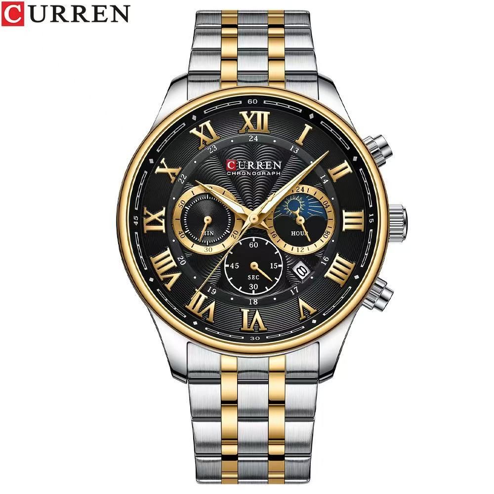 CURREN/KAREIN 8427 Men's Six-Hand Large Dial Quartz Watch, Multi-Functional Calendar Water-Resistant Wristwatch For Men