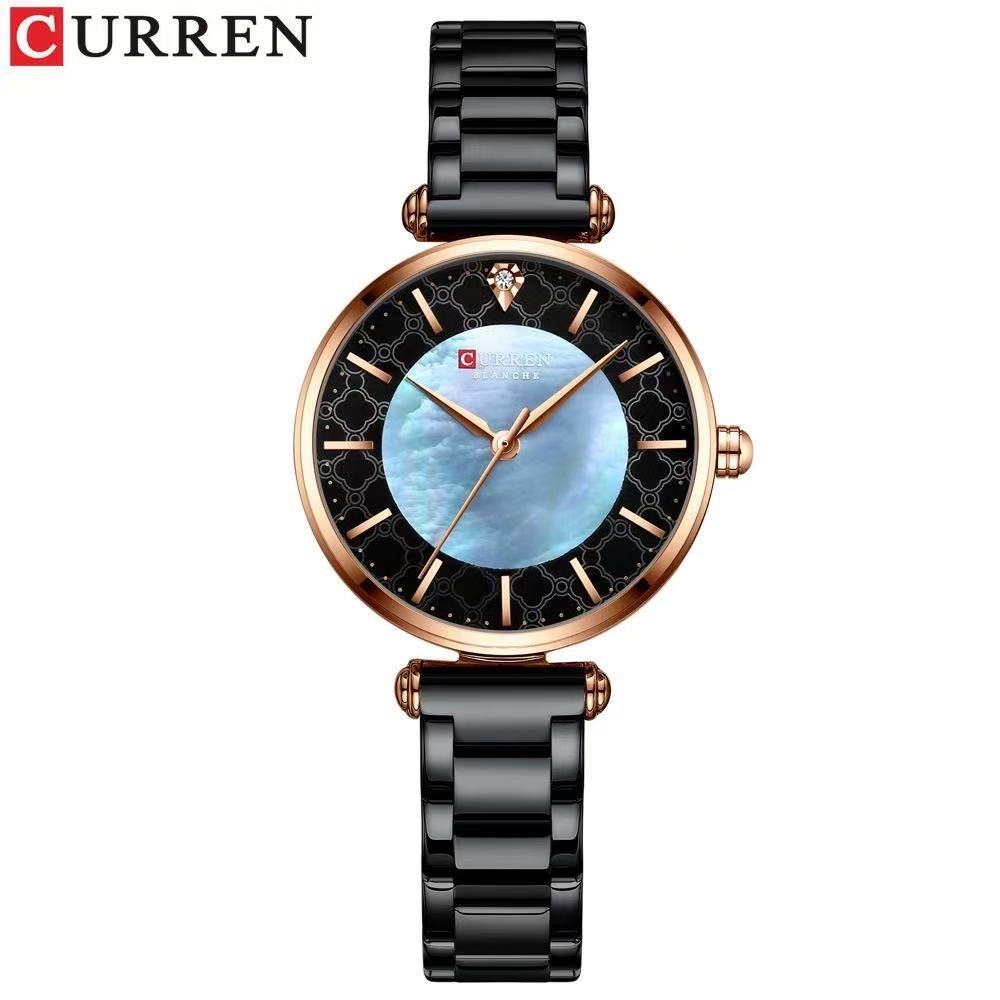 CURREN/KAREIN 9072 Women's Small Dial Water-Resistant Watch, Minimalist Shell - Faced Business Wristwatch