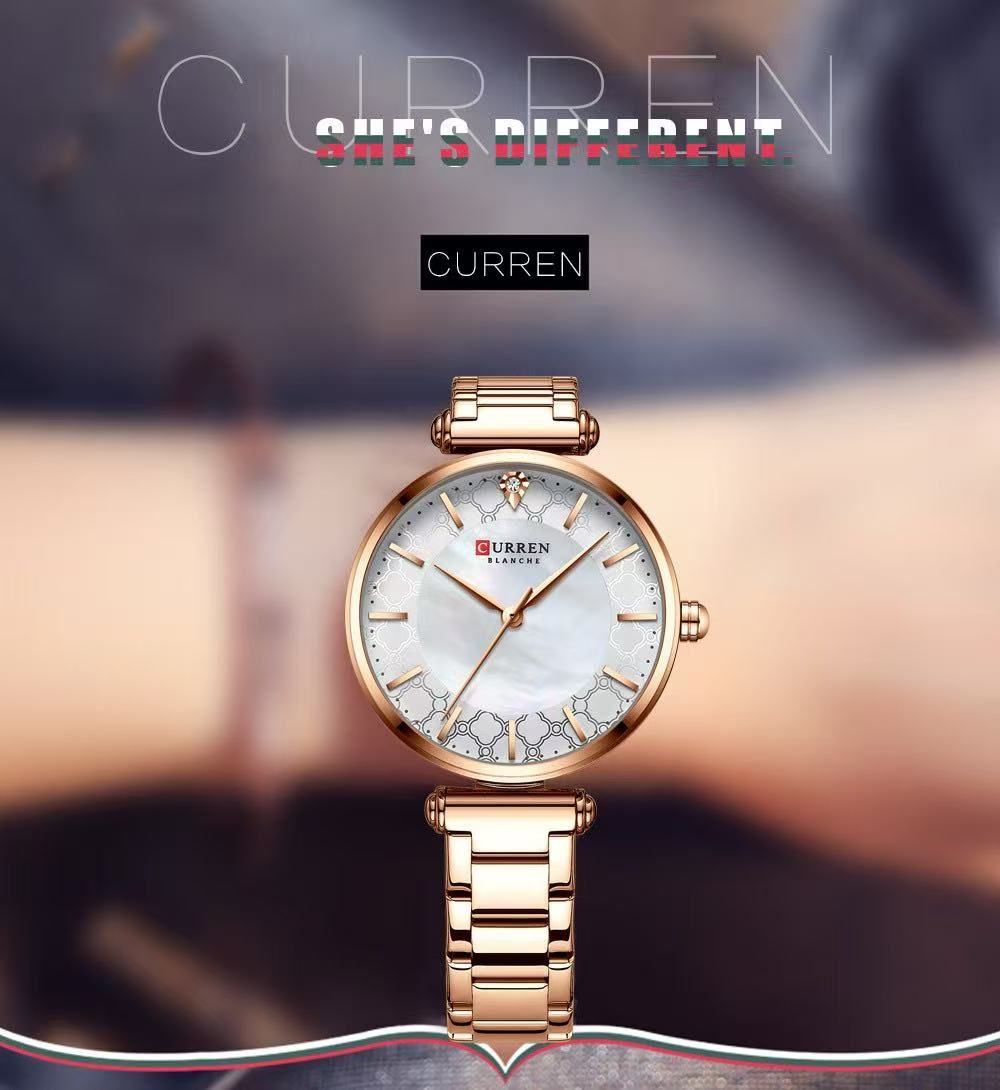 CURREN/KAREIN 9072 Women's Small Dial Water-Resistant Watch, Minimalist Shell - Faced Business Wristwatch