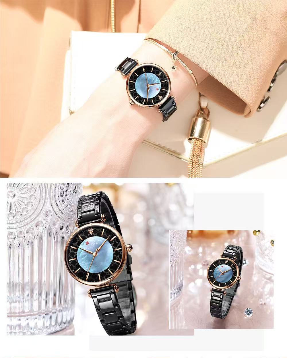 CURREN/KAREIN 9072 Women's Small Dial Water-Resistant Watch, Minimalist Shell - Faced Business Wristwatch
