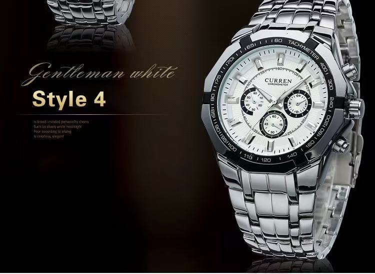 CURREN/KAREIN 8084 Business Fashion Men's Precision Wristwatch, Quartz Watch, Fake Three-Eye Wristwatch