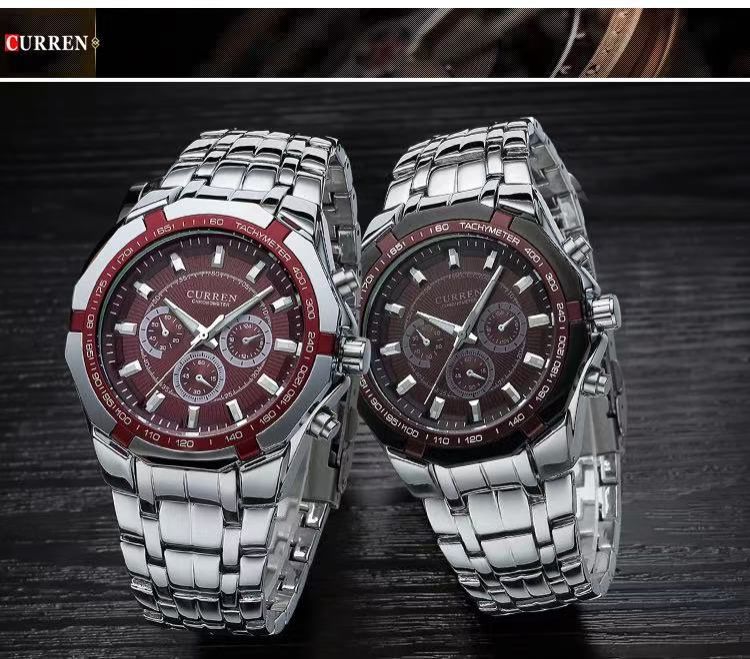 CURREN/KAREIN 8084 Business Fashion Men's Precision Wristwatch, Quartz Watch, Fake Three-Eye Wristwatch