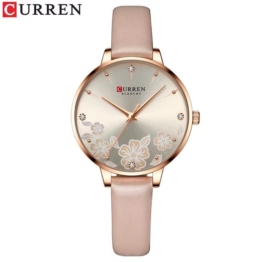 CURREN/Ka Rui En 9068 Ladies' Small Dial Watch Waterproof Casual Leather Women's Watch Authentic Product