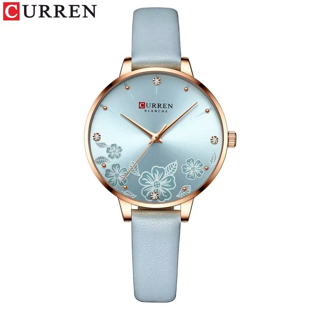 CURREN/Ka Rui En 9068 Ladies' Small Dial Watch Waterproof Casual Leather Women's Watch Authentic Product