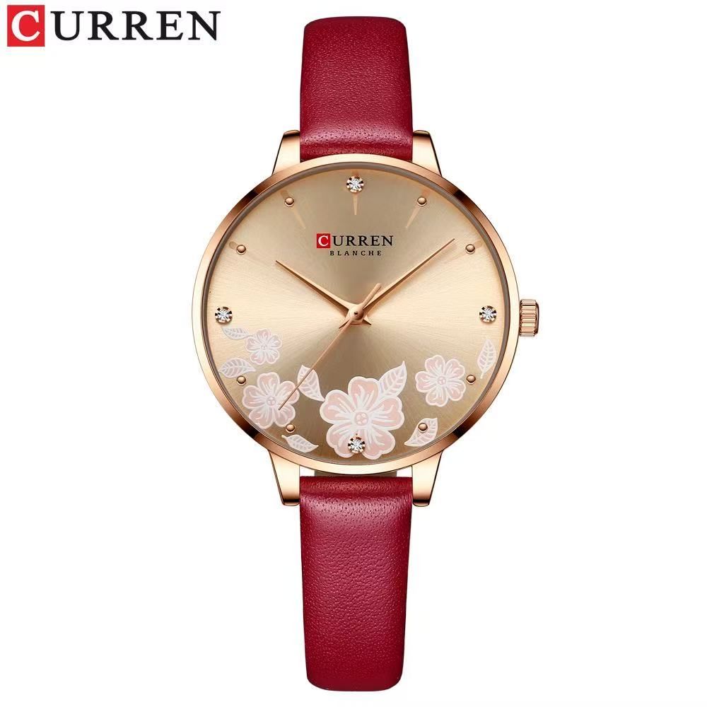 CURREN/Ka Rui En 9068 Ladies' Small Dial Watch Waterproof Casual Leather Women's Watch Authentic Product