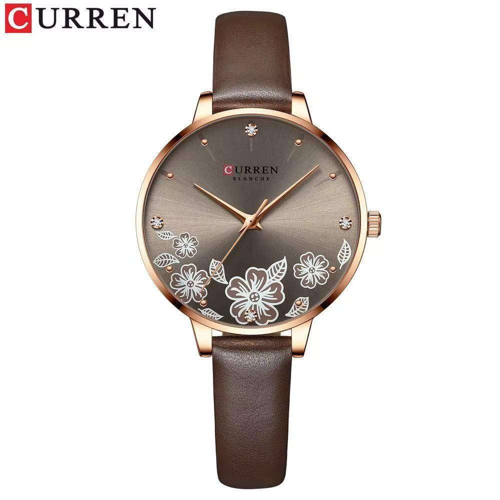 CURREN/Ka Rui En 9068 Ladies' Small Dial Watch Waterproof Casual Leather Women's Watch Authentic Product