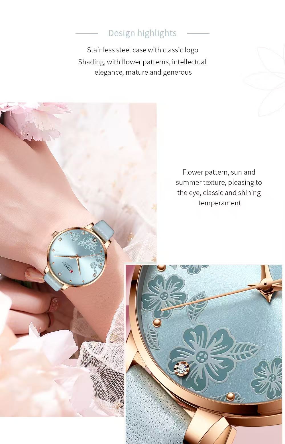 CURREN/Ka Rui En 9068 Ladies' Small Dial Watch Waterproof Casual Leather Women's Watch Authentic Product