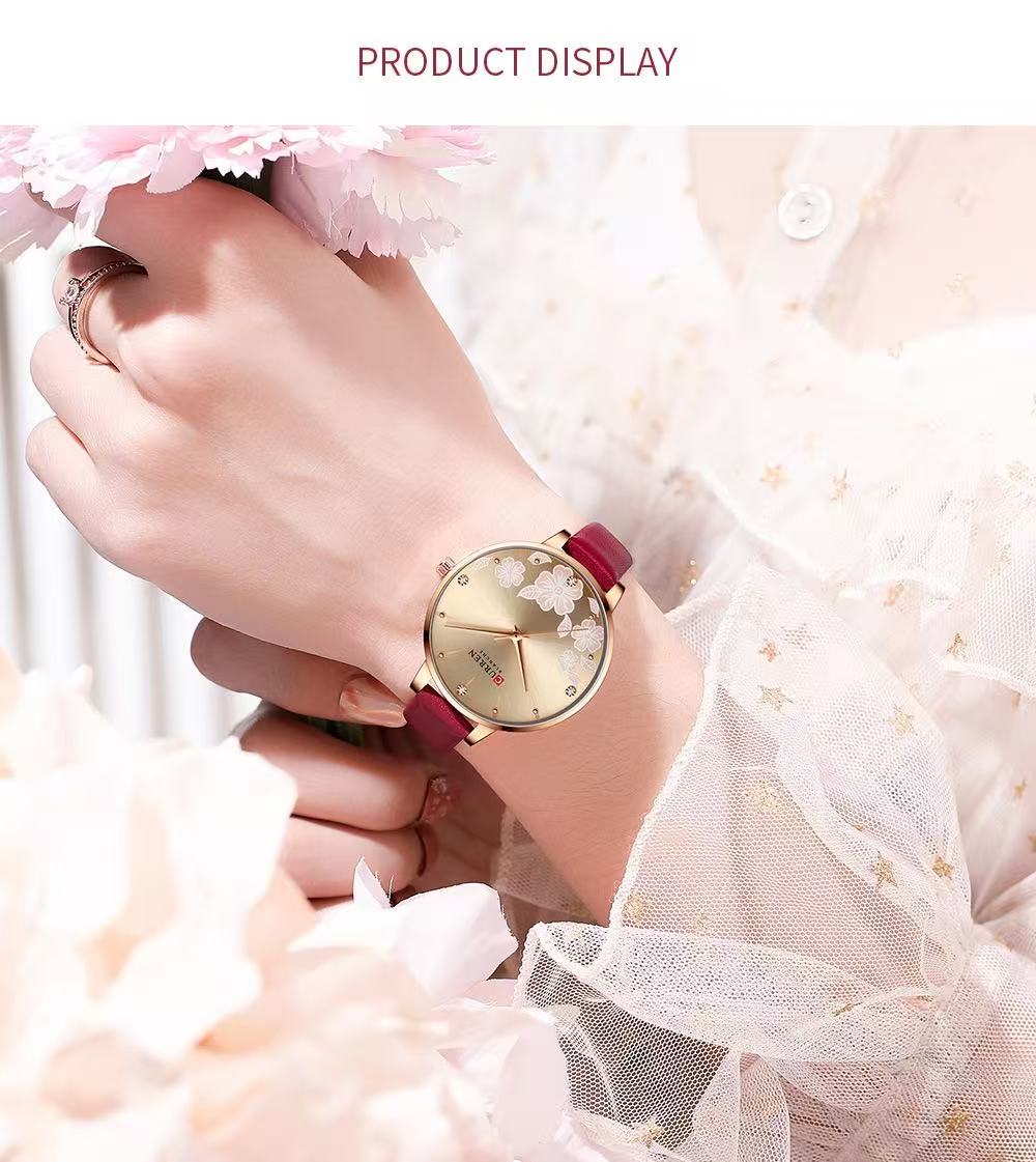 CURREN/Ka Rui En 9068 Ladies' Small Dial Watch Waterproof Casual Leather Women's Watch Authentic Product