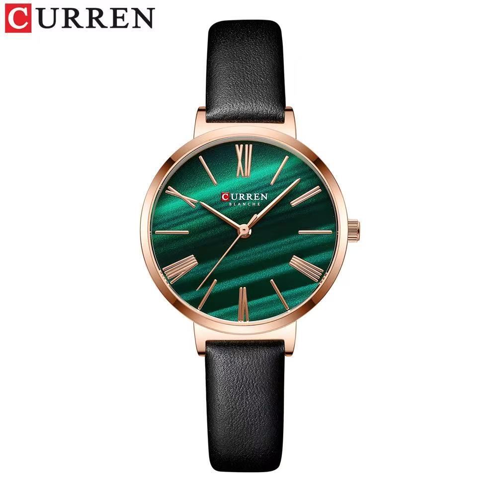 CURREN Model 9076 Ladies' Small Dial Leather Strap Watch Ultra-Thin Waterproof Watch Round Analog Watch