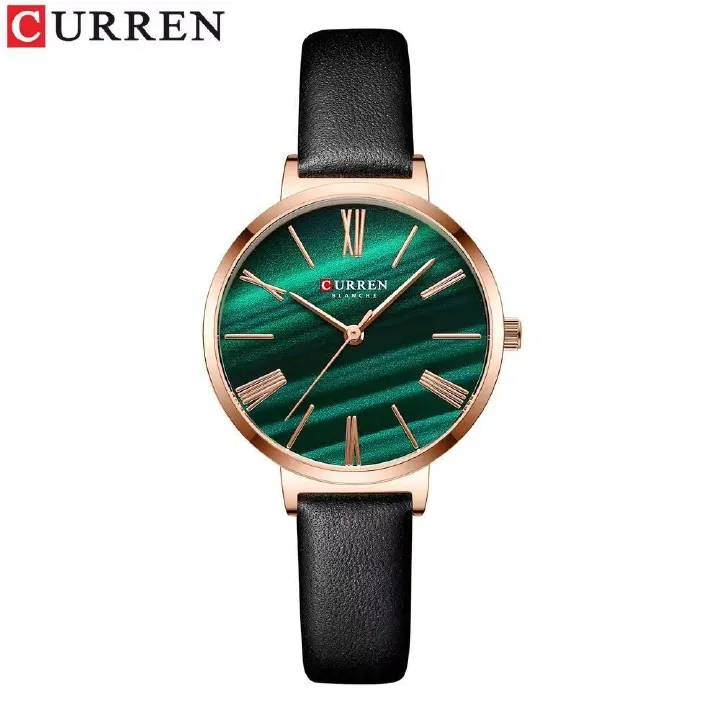 CURREN Model 9076 Ladies' Small Dial Leather Strap Watch Ultra-Thin Waterproof Watch Round Analog Watch