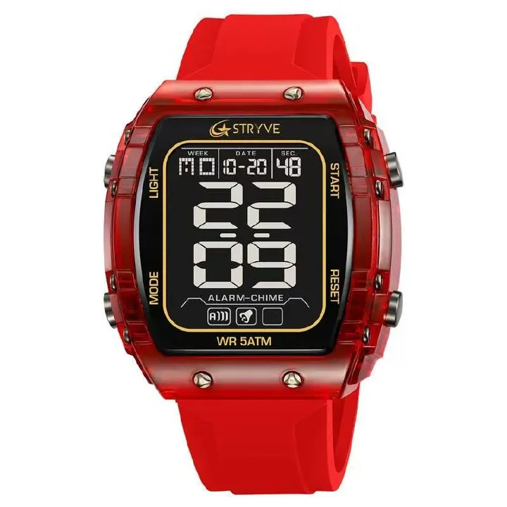 STRYVE S8031 New Sports Series Luminous Electronic 5 - Degree Waterproof Watch, Mirror Material, Adopting High - Transparency Resin