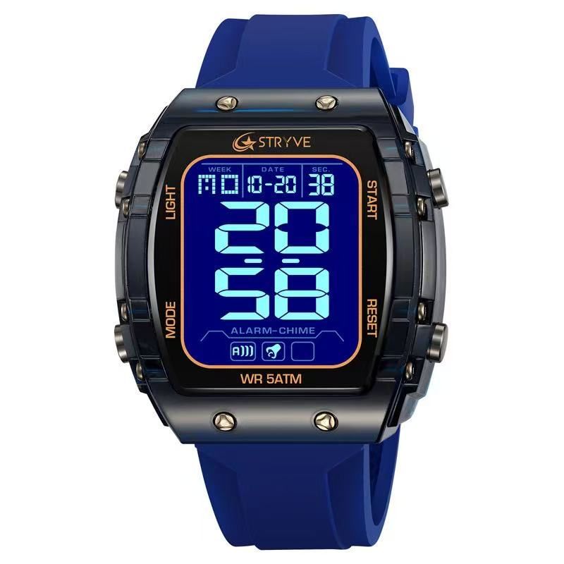 STRYVE S8031 New Sports Series Luminous Electronic 5 - Degree Waterproof Watch, Mirror Material, Adopting High - Transparency Resin