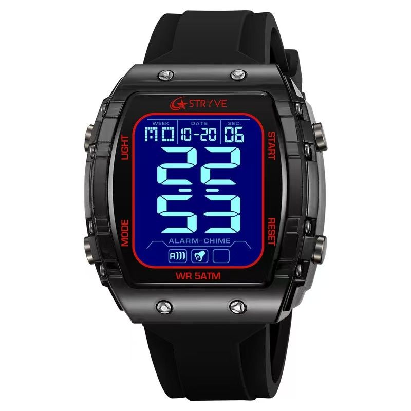 STRYVE S8031 New Sports Series Luminous Electronic 5 - Degree Waterproof Watch, Mirror Material, Adopting High - Transparency Resin