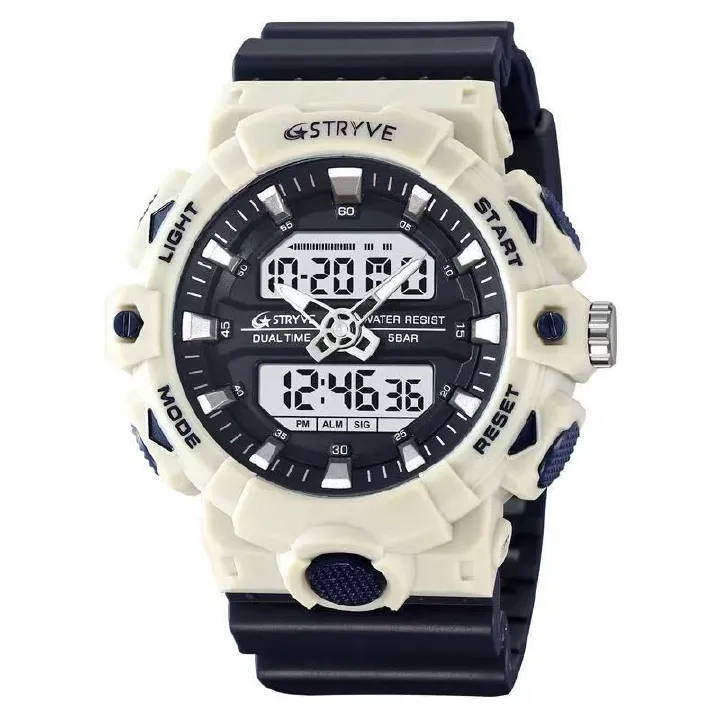 STRYVE 8028 Multi - Function Luminous Sports Watch Men's Chronograph Electronic Watch, 50M Waterproof, High - Transparency Resin Watch