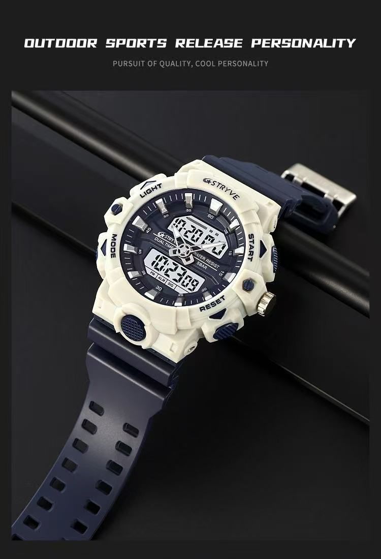 STRYVE 8028 Multi - Function Luminous Sports Watch Men's Chronograph Electronic Watch, 50M Waterproof, High - Transparency Resin Watch