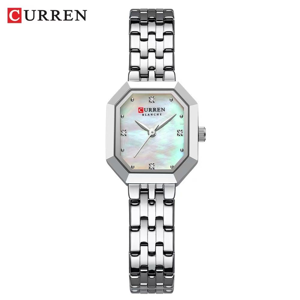 CURREN 9108 Fashion Rectangular Ladies' Watch With Shell Dial, Elegant Wristwatch For Temperament