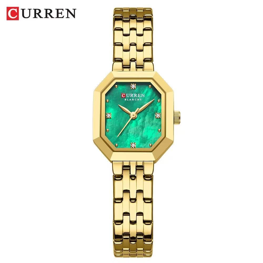 CURREN 9108 Fashion Rectangular Ladies' Watch With Shell Dial, Elegant Wristwatch For Temperament