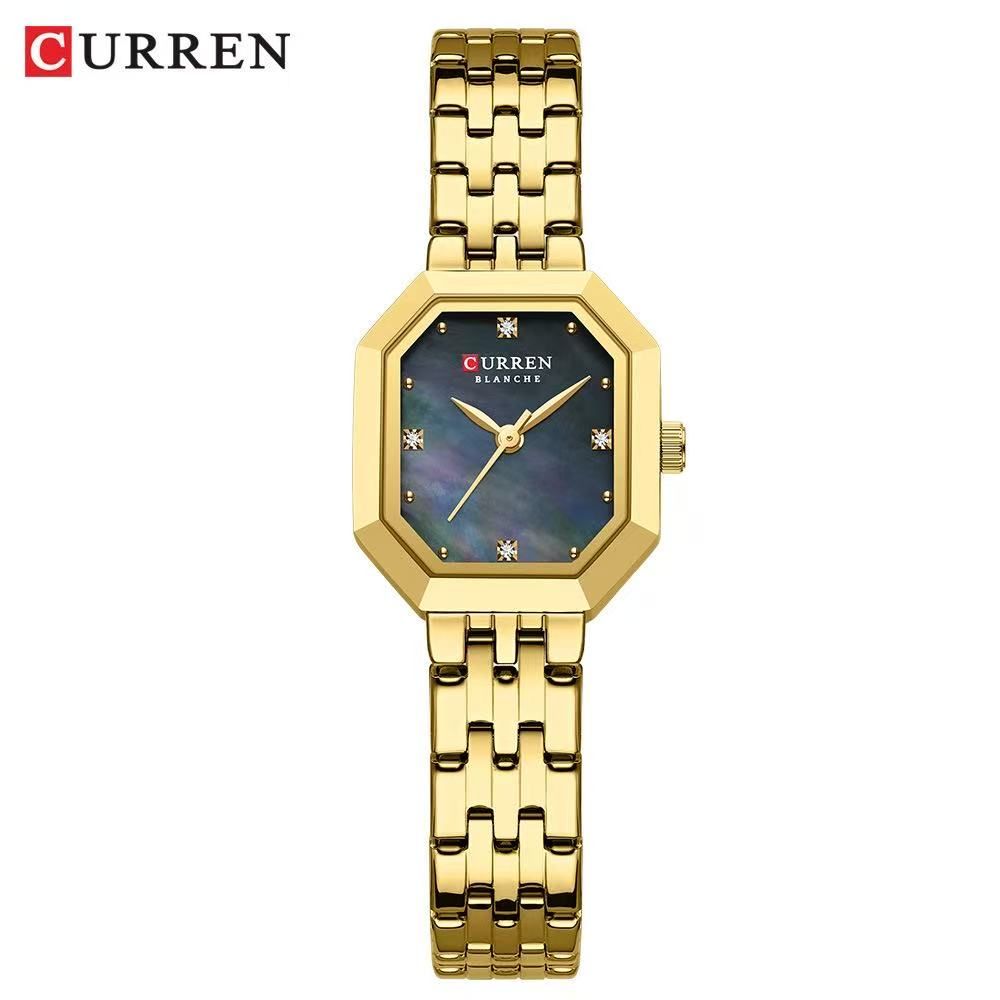 CURREN 9108 Fashion Rectangular Ladies' Watch With Shell Dial, Elegant Wristwatch For Temperament