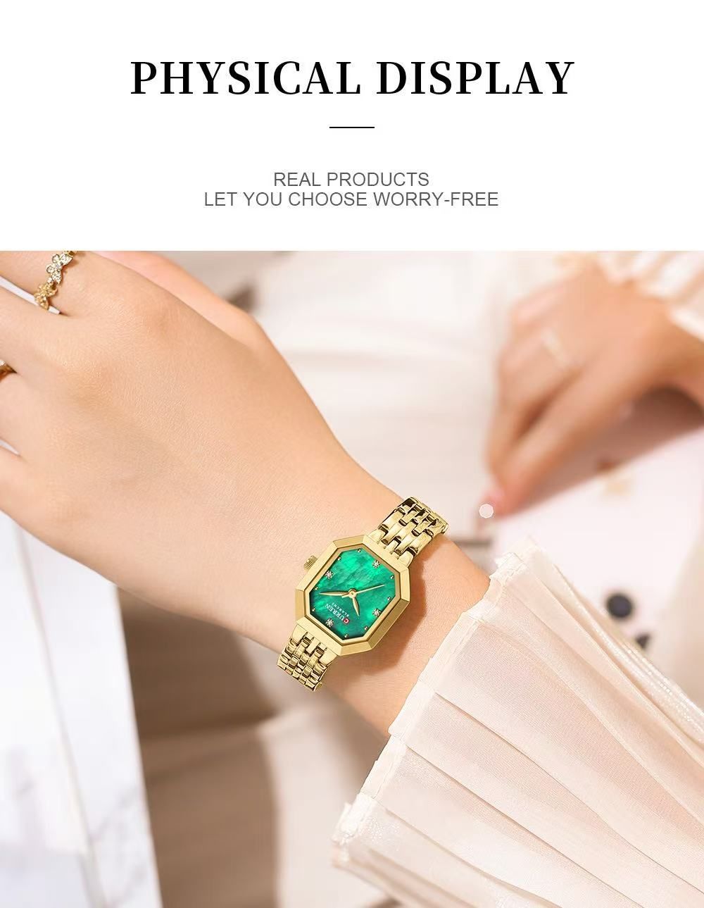CURREN 9108 Fashion Rectangular Ladies' Watch With Shell Dial, Elegant Wristwatch For Temperament