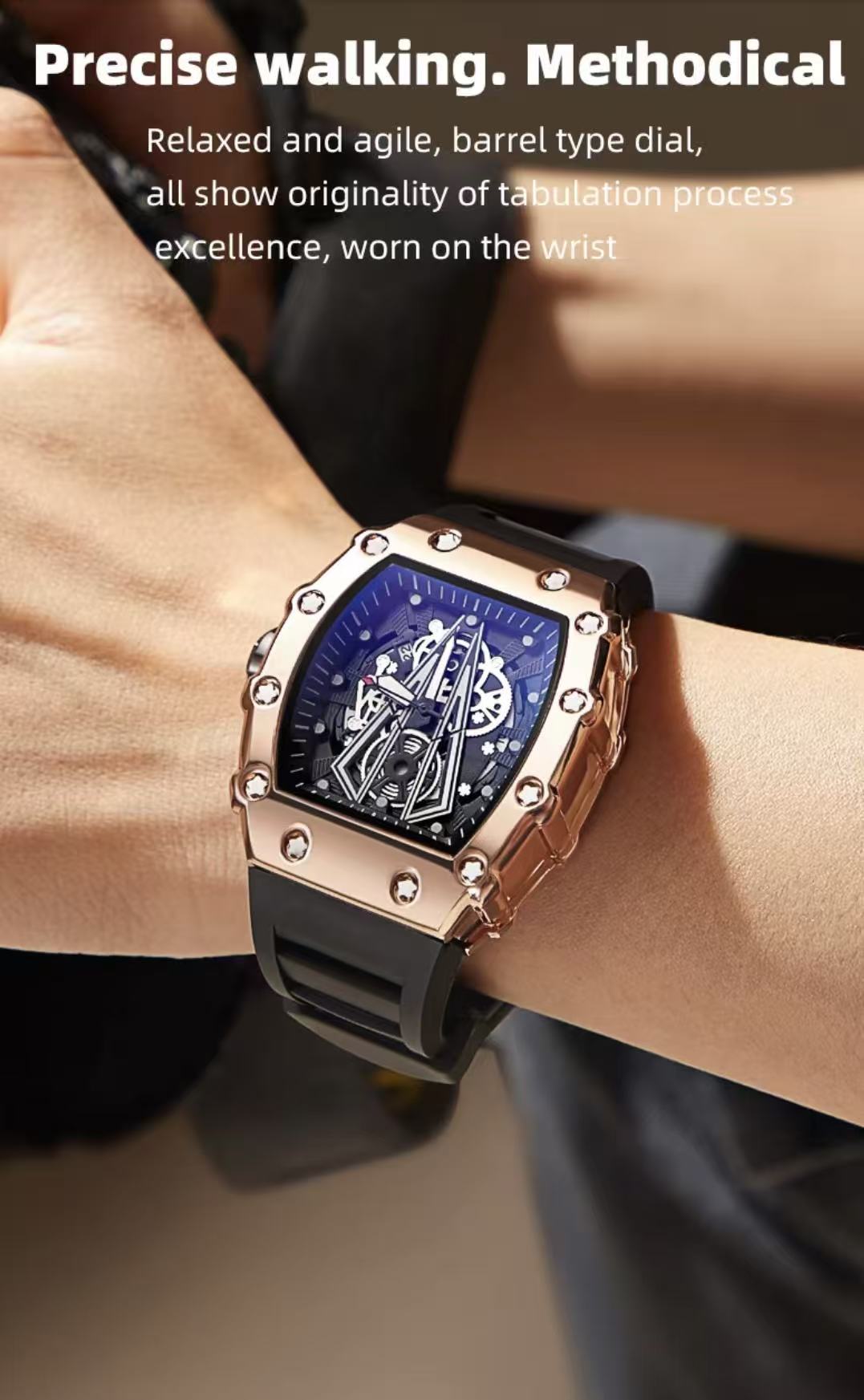 POEDAGAR/ Boda Watch, Model 922, Swiss Brand, Men's Watch Super Luminous Waterproof Quartz Watch, New Barrel-Shaped Style, Adopting Mineral Reinforced Glass Mirror