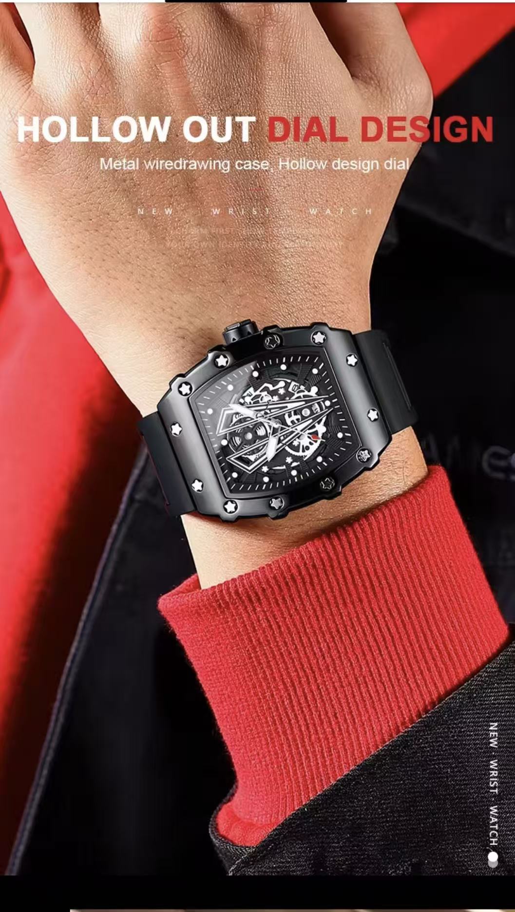 POEDAGAR/ Boda Watch, Model 922, Swiss Brand, Men's Watch Super Luminous Waterproof Quartz Watch, New Barrel-Shaped Style, Adopting Mineral Reinforced Glass Mirror