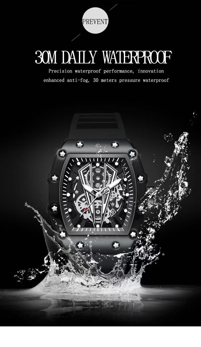 POEDAGAR/ Boda Watch, Model 922, Swiss Brand, Men's Watch Super Luminous Waterproof Quartz Watch, New Barrel-Shaped Style, Adopting Mineral Reinforced Glass Mirror
