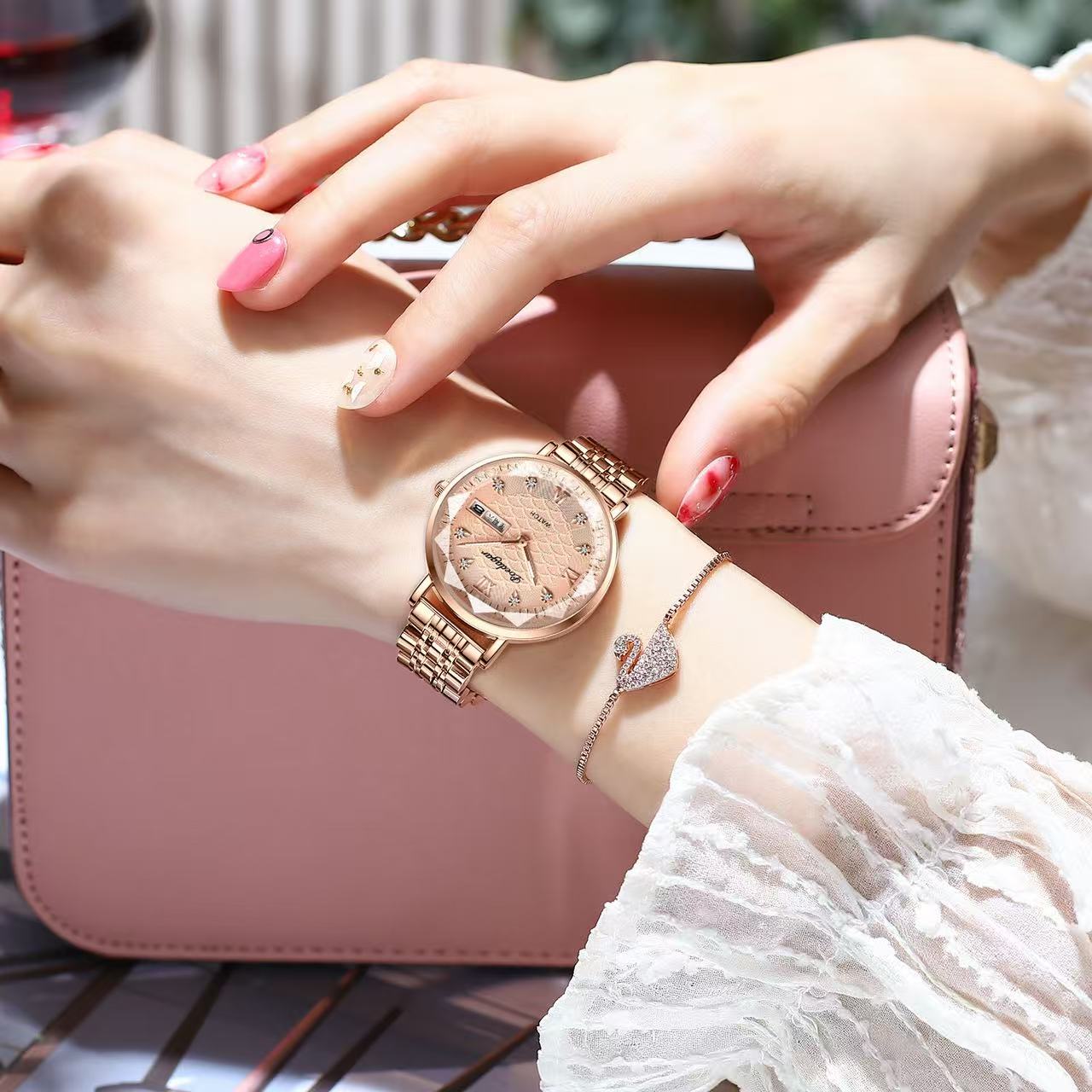 POEDAGAR 3011  Waterproof Luminous Ladies' Watch Women Student Calendar Slim Quartz Watch Stainless Steel Strap Wristwatch