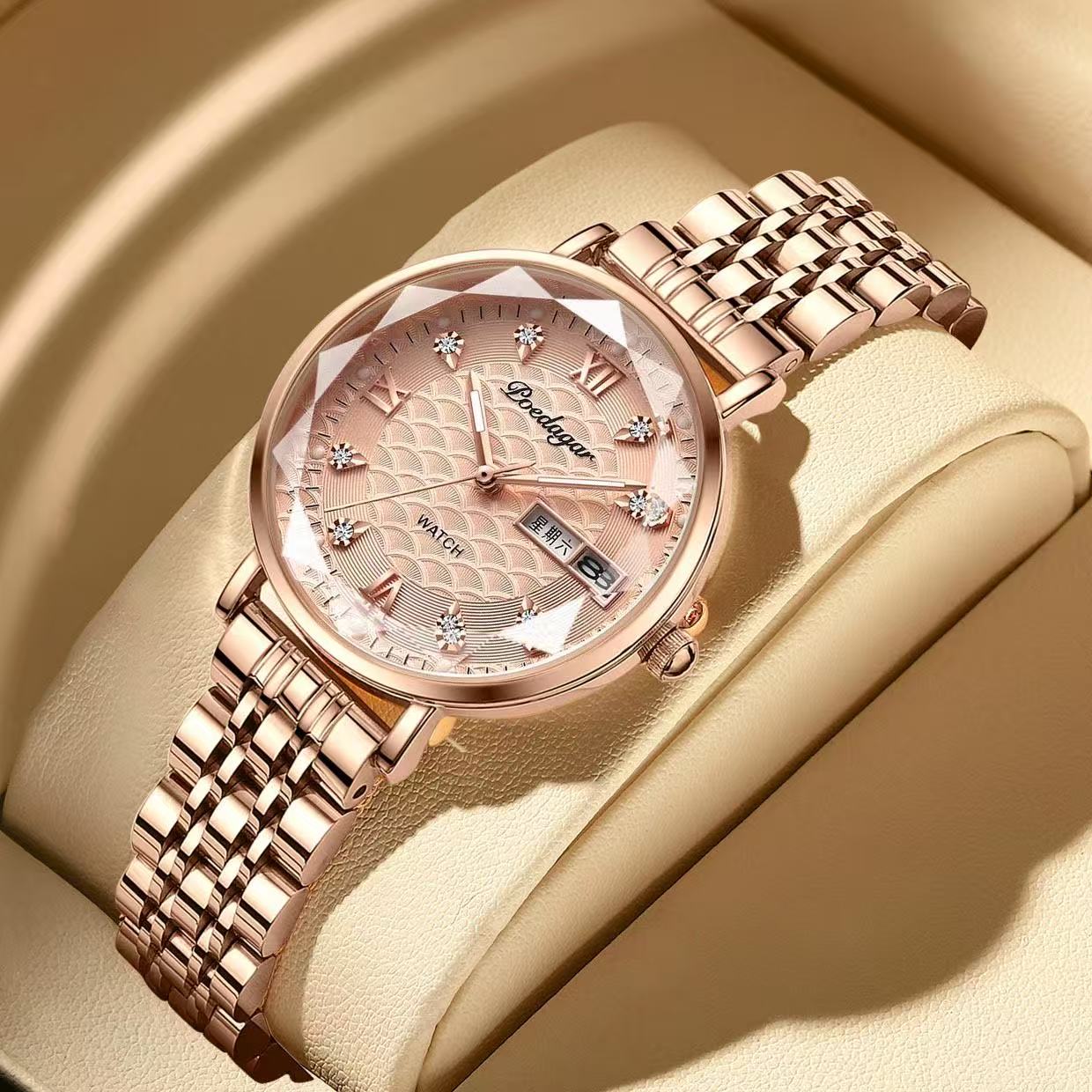 POEDAGAR 3011  Waterproof Luminous Ladies' Watch Women Student Calendar Slim Quartz Watch Stainless Steel Strap Wristwatch