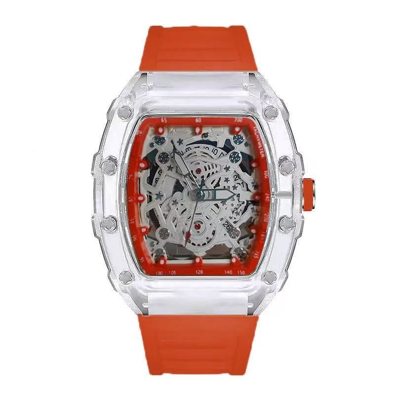 Zido 1708 Personalized Transparent Quartz Watch, Waterproof Barrel Style, Barrel Case, Fashion Design, Men's And Women's Couple Quartz Watch, Equipped With Seagull Movement