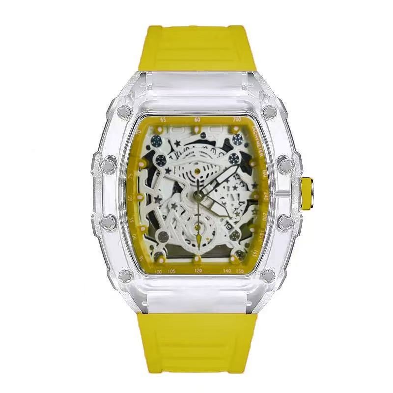 Zido 1708 Personalized Transparent Quartz Watch, Waterproof Barrel Style, Barrel Case, Fashion Design, Men's And Women's Couple Quartz Watch, Equipped With Seagull Movement