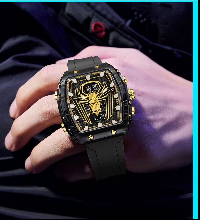 Smael 8116 New Cool Spider Barrel-Shaped Large Dial Design Sports Waterproof Fashion Multifunctional Men's Quartz Electronic Watch