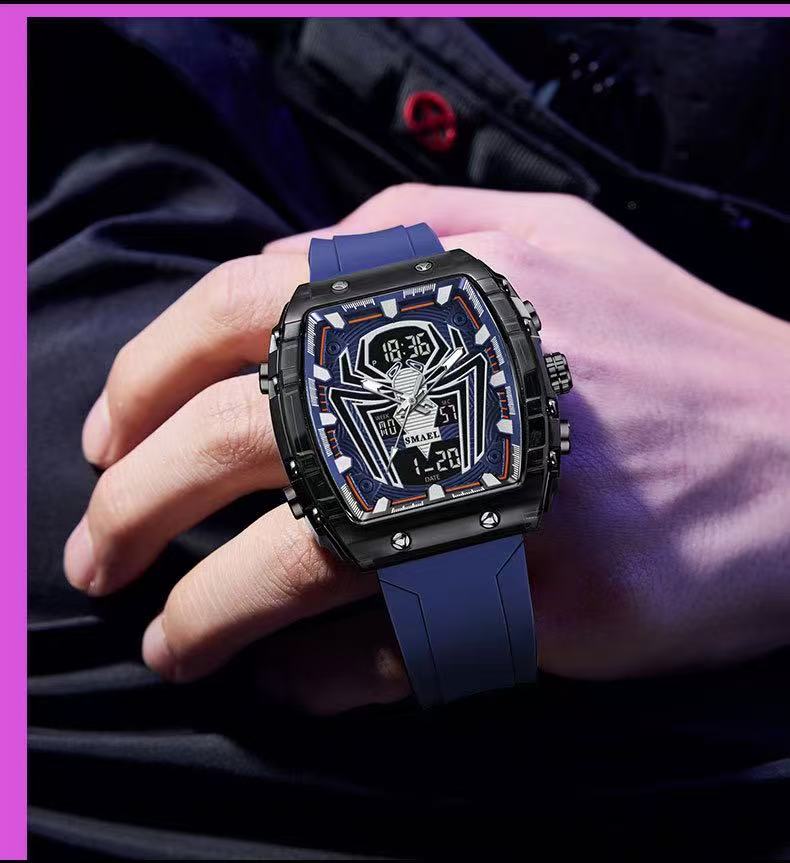 Smael 8116 New Cool Spider Barrel-Shaped Large Dial Design Sports Waterproof Fashion Multifunctional Men's Quartz Electronic Watch