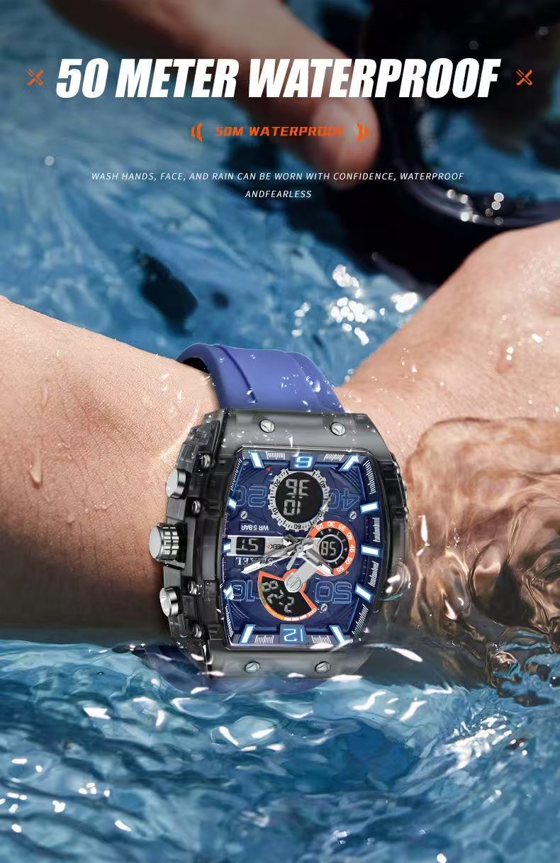 Smael 8109 Barrel-Shaped Multifunctional Sports & Leisure Electronic Watch, Waterproof, Dual Display, LED Luminous, Alarm Clock, Men's Watch