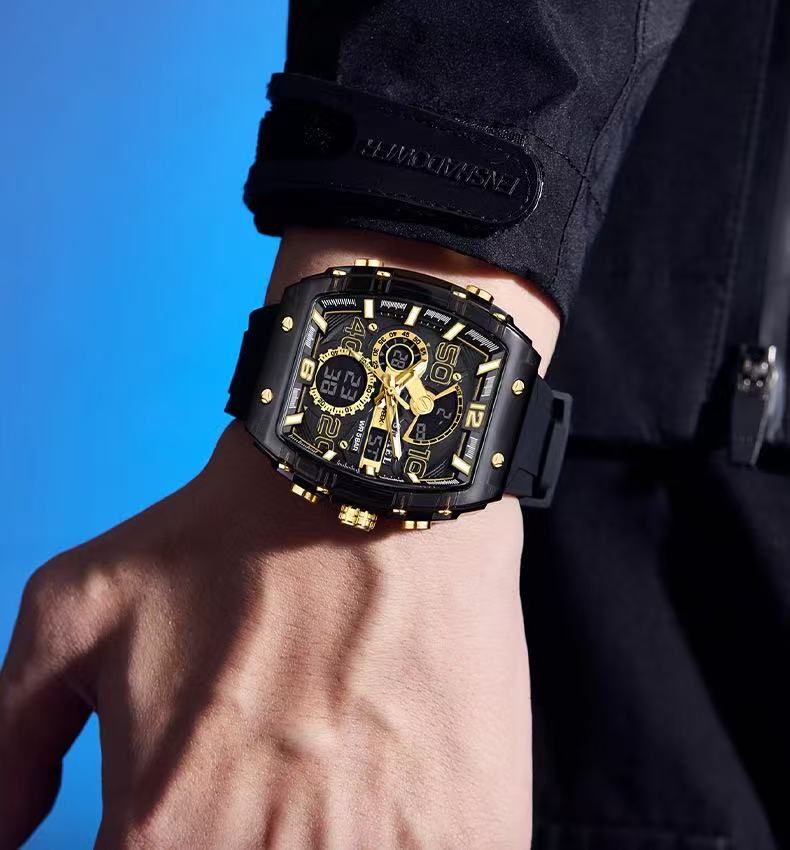 Smael 8109 Barrel-Shaped Multifunctional Sports & Leisure Electronic Watch, Waterproof, Dual Display, LED Luminous, Alarm Clock, Men's Watch