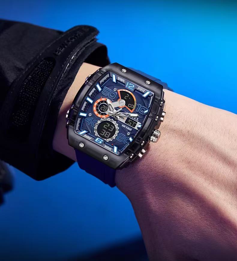 Smael 8109 Barrel-Shaped Multifunctional Sports & Leisure Electronic Watch, Waterproof, Dual Display, LED Luminous, Alarm Clock, Men's Watch