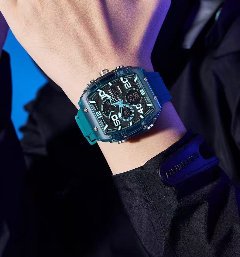 Smael 8109 Barrel-Shaped Multifunctional Sports & Leisure Electronic Watch, Waterproof, Dual Display, LED Luminous, Alarm Clock, Men's Watch