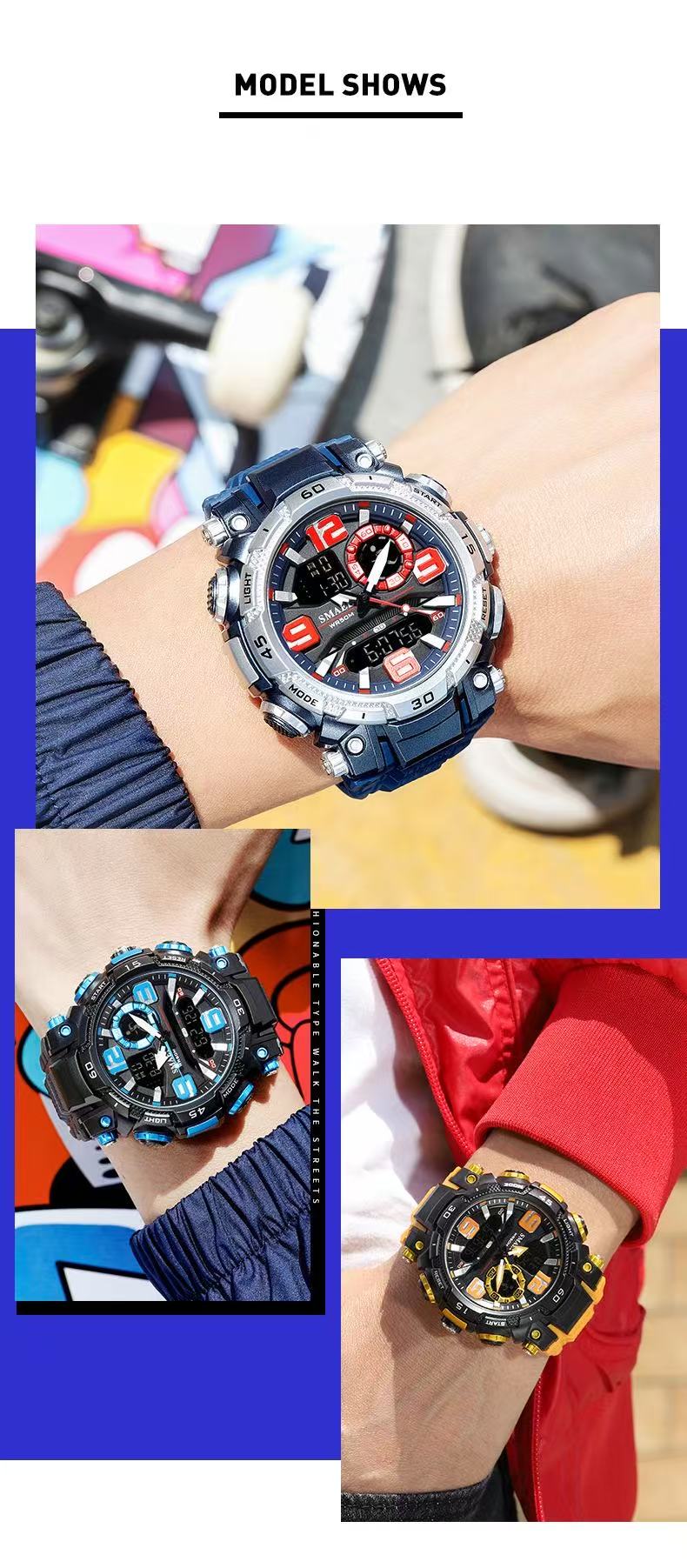 Smael 1921 Smaier Dual-Display Electronic Watch For Teenagers And Students, Waterproof, Sports, Wholesale, Luminous, Alarm Clock, Calendar, Adopting Japanese Movement And Organic Glass Mirror