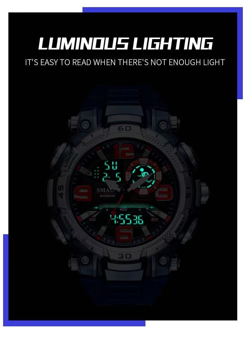 Smael 1921 Smaier Dual-Display Electronic Watch For Teenagers And Students, Waterproof, Sports, Wholesale, Luminous, Alarm Clock, Calendar, Adopting Japanese Movement And Organic Glass Mirror