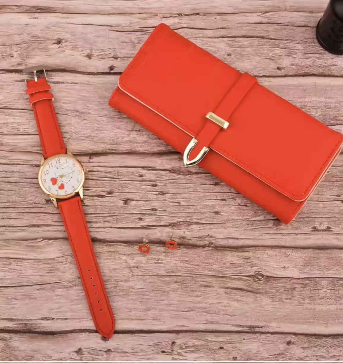 3Pcs/Set Ladies Fashion Temperament Wallet + Watch + Ear Stud Gift Box Gift Set, Festival Gift for Gifting