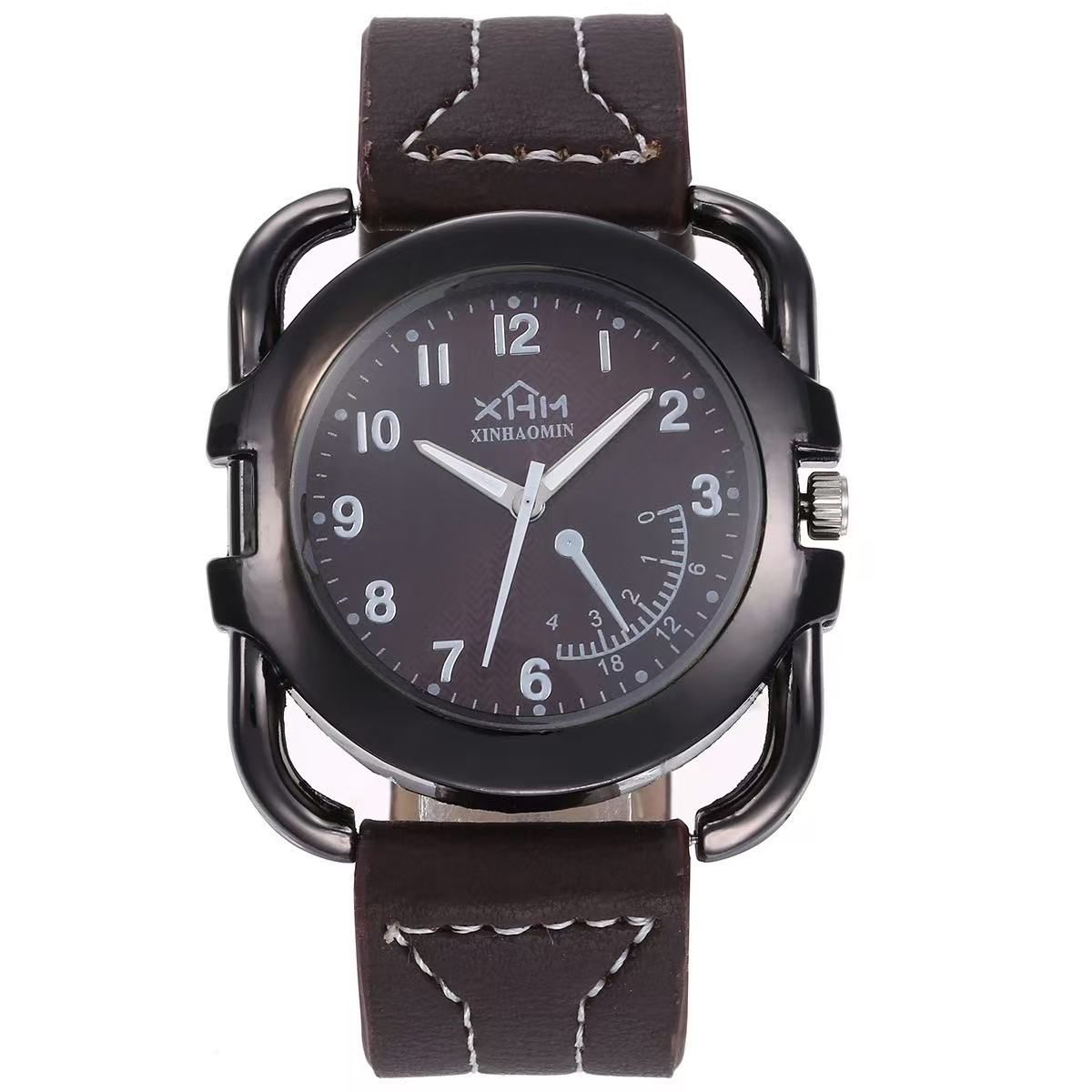 3-Piece Mature Business Men's PU Leather Watch And Wallet Set, Matched With Various Handmade Gift Box Black Cloth Set Gifts