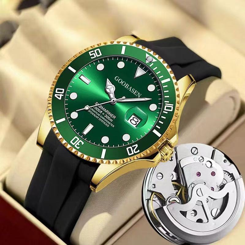 Gubaisen Gold Black Green Ghost Imitation Mechanical Men's Watch Luminous Quartz Watch TikTok Kwai Bestseller